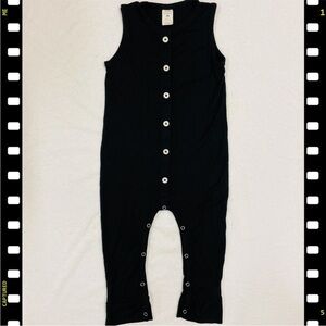 Kate Quinn Jumpsuit Girls 18-24M Boys Sleeveless Button Sport Black Modal Romper